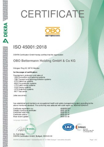 OBO ISO 45001 - englisch